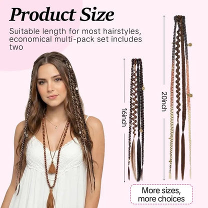 🌿🎨 Boho Beaded Clip-In Braids – Effortless Festival & Everyday Hair Transformation(✨2Pcs)
