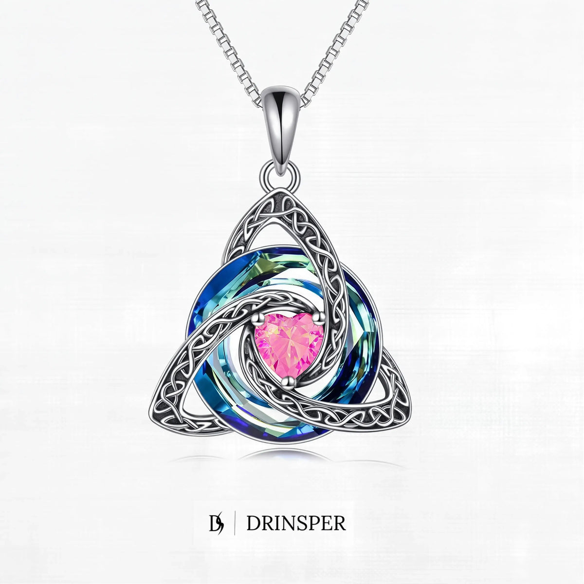 ✝️✨ Birthstone Celtic Trinity Knot Necklace – Meaningful Silver-Plated Crystal Jewelry Gift 💎❤️