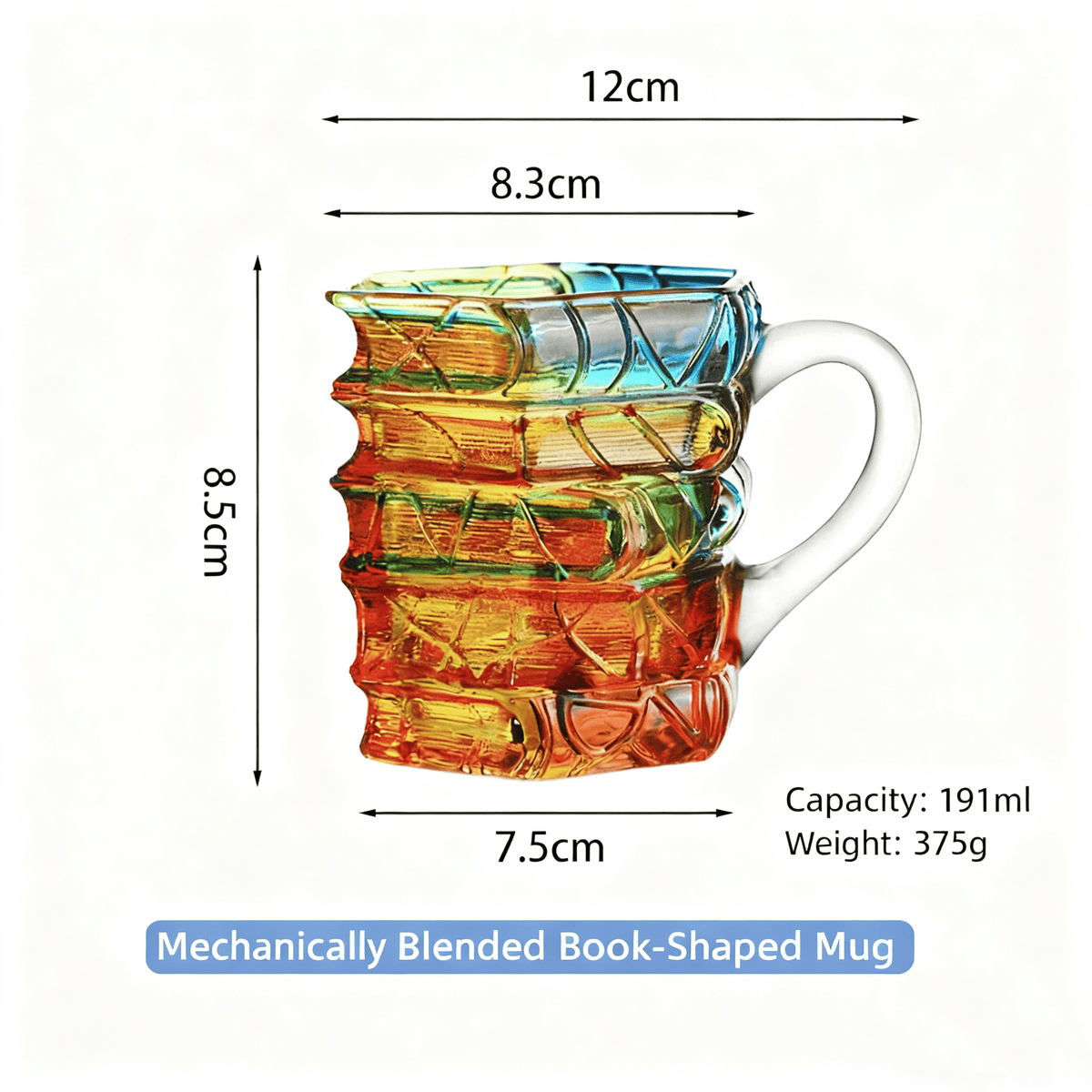 📚☕✨ Hand-Painted 3D Book Stack Glass Mug – Cozy Reader Gift for Book Lovers! 💕📖🌟