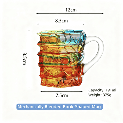 📚☕✨ Hand-Painted 3D Book Stack Glass Mug – Cozy Reader Gift for Book Lovers! 💕📖🌟