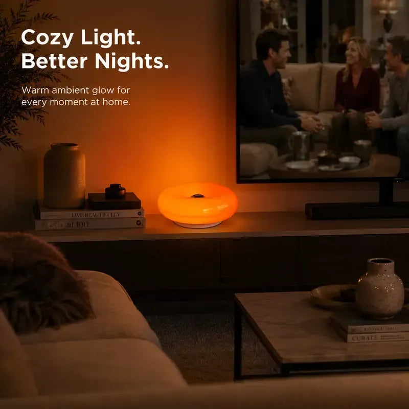 🍊🍩 Retro Acrylic Orange Donut Wall Lamp | Cozy RGB Glow
