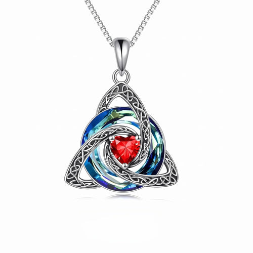 ✝️✨ Birthstone Celtic Trinity Knot Necklace – Meaningful Silver-Plated Crystal Jewelry Gift 💎❤️