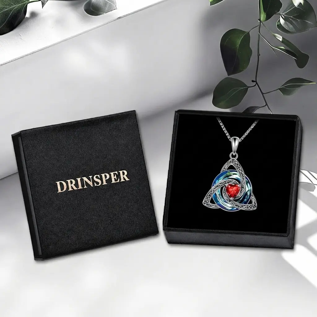 ✝️✨ Birthstone Celtic Trinity Knot Necklace – Meaningful Silver-Plated Crystal Jewelry Gift 💎❤️