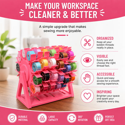 🔥 Last Day 49% OFF - 🧵 360° Rotating Bobbin Organizer – Holds 60 A-Size Bobbins