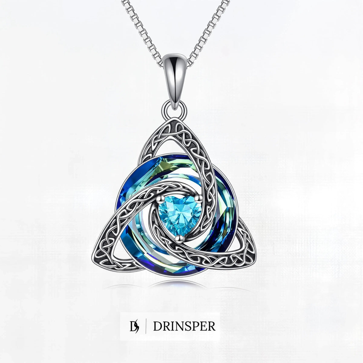 ✝️✨ Birthstone Celtic Trinity Knot Necklace – Meaningful Silver-Plated Crystal Jewelry Gift 💎❤️