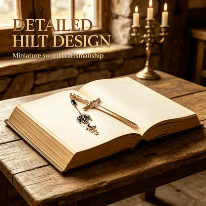 🔥Last Day Rock-Bottom OFF - ⚔️Fantasy Sword Metal Bookmark With Dragon & Moon Charms📚