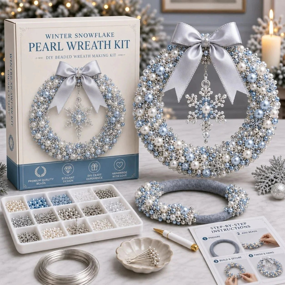 🎄✨ Plymagic DIY Christmas Wreath Pearl Art Kit🎁