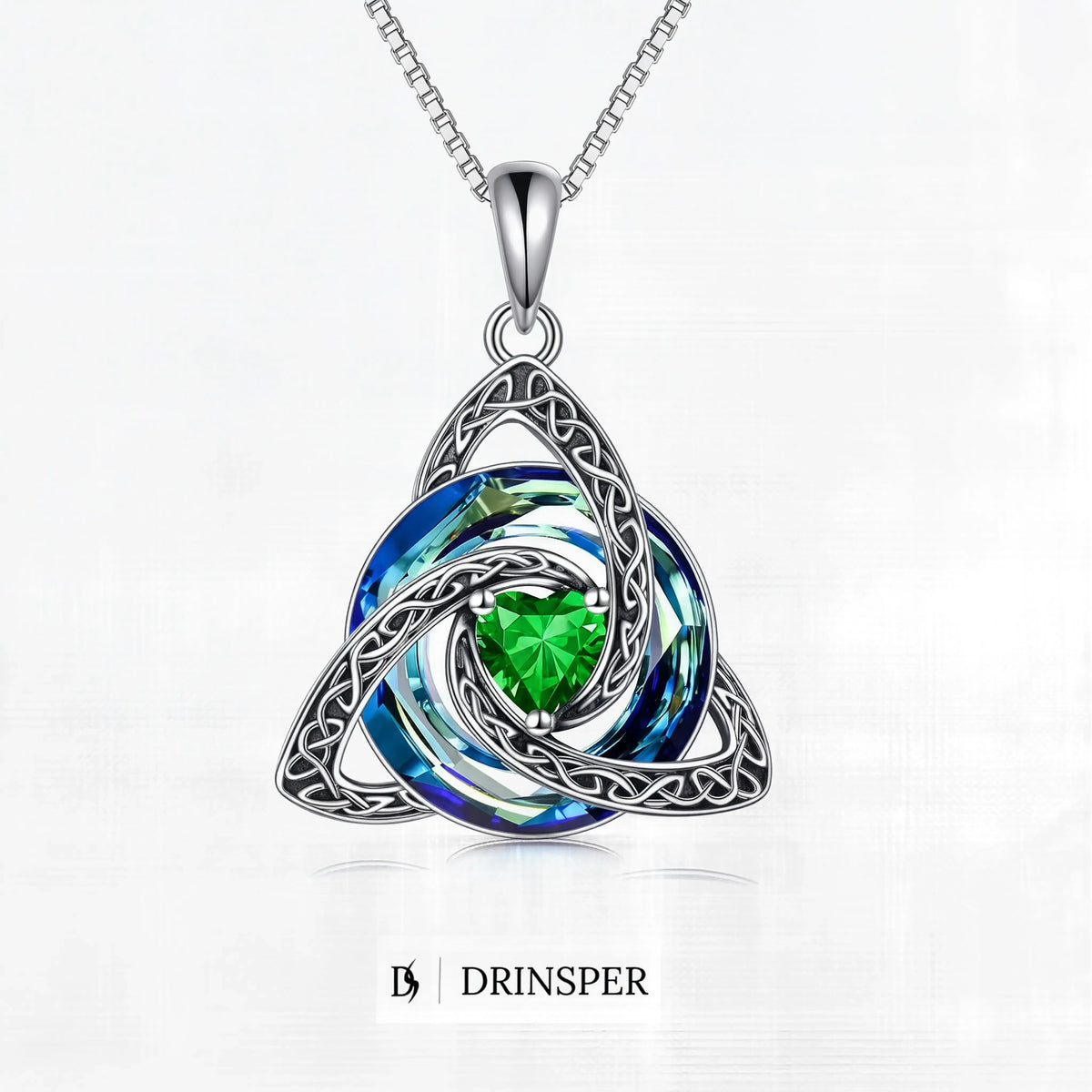 ✝️✨ Birthstone Celtic Trinity Knot Necklace – Meaningful Silver-Plated Crystal Jewelry Gift 💎❤️