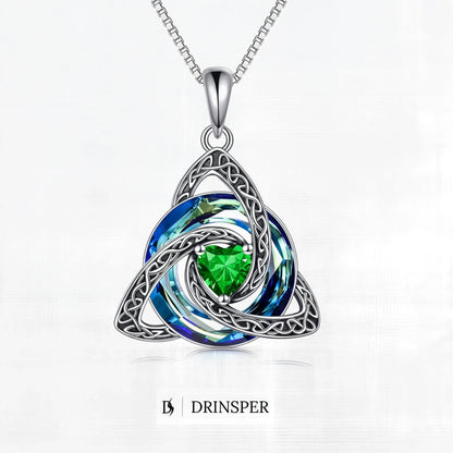 ✝️✨ Birthstone Celtic Trinity Knot Necklace – Meaningful Silver-Plated Crystal Jewelry Gift 💎❤️