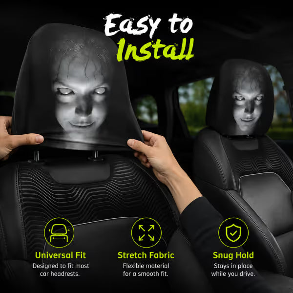 🚗 Funny Cartoon Car Headrest Covers – 2PCS Universal Fit for Fun Interior Style 😆
