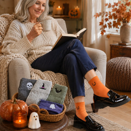 🔥LAST DAY 50% OFF -🎃 Viral Halloween Embroidered Crew Socks – Cute Spooky Knit Socks | 100% Cotton✨