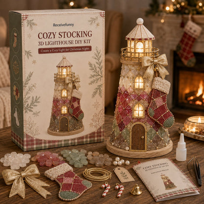 🎄✨DIY Lighted Christmas Lighthouse Kit Handmade Sea Glass Craft Gift💕
