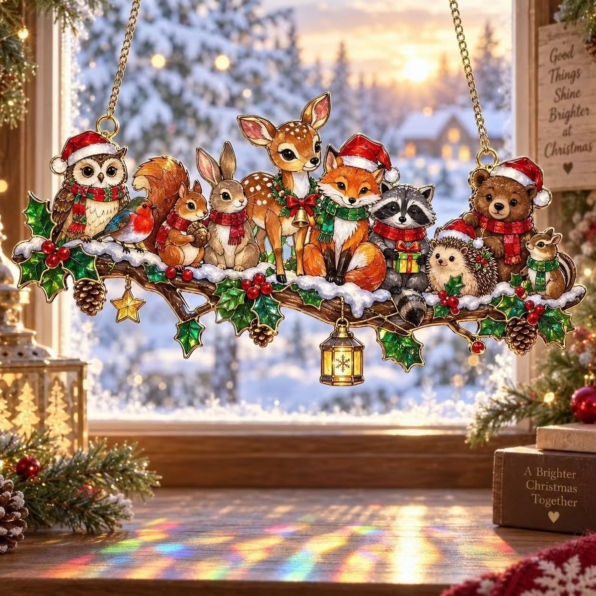 🎄✨ Whimsical Winter Suncatchers – 10 Shatterproof Stained-Glass Style Window Hangings! 🌟🏠
