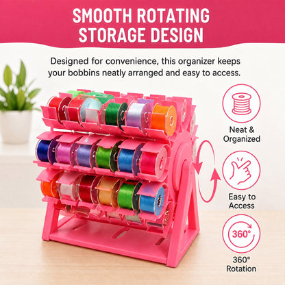 🔥 Last Day 49% OFF - 🧵 360° Rotating Bobbin Organizer – Holds 60 A-Size Bobbins