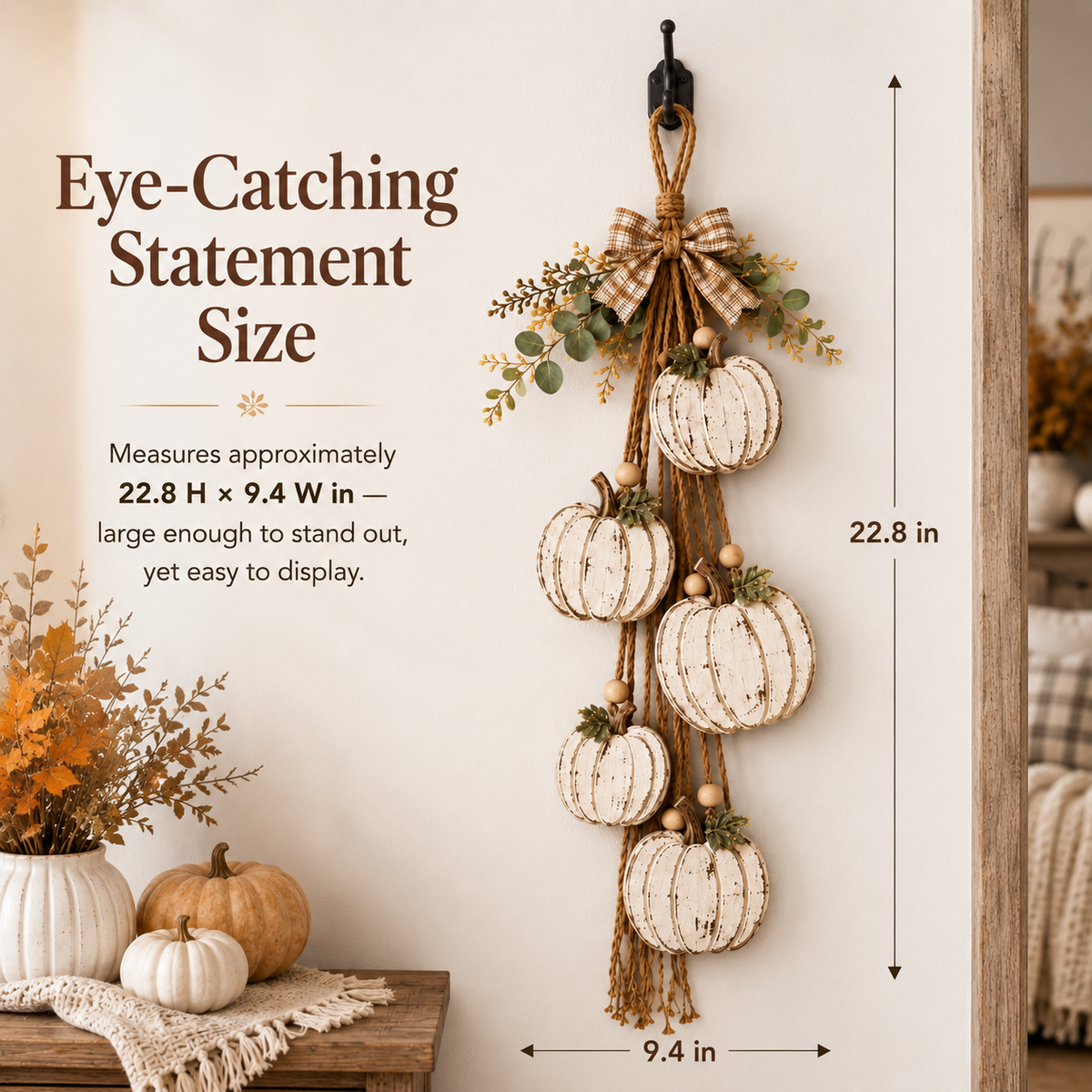 🎃✨ Rustic Pumpkin Door Hanging for Cozy Fall Decor 🍂