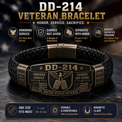 💥LAST DAY 50% OFF🔥DD-214 Veteran Honor Bracelet - Made By VETERAN 'Robert Smith'