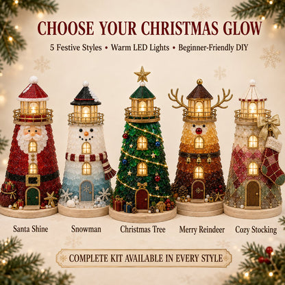 🎄✨DIY Lighted Christmas Lighthouse Kit Handmade Sea Glass Craft Gift💕