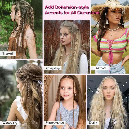 🌿🎨 Boho Beaded Clip-In Braids – Effortless Festival & Everyday Hair Transformation(✨2Pcs)