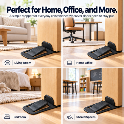 GripLock™ No-Drill Door Stopper — Low-Profile Repositionable Interior Door Holder