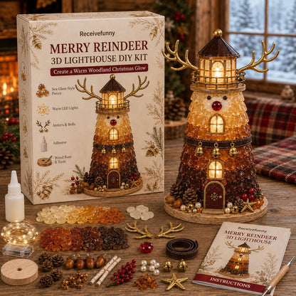 🎄✨DIY Lighted Christmas Lighthouse Kit Handmade Sea Glass Craft Gift💕