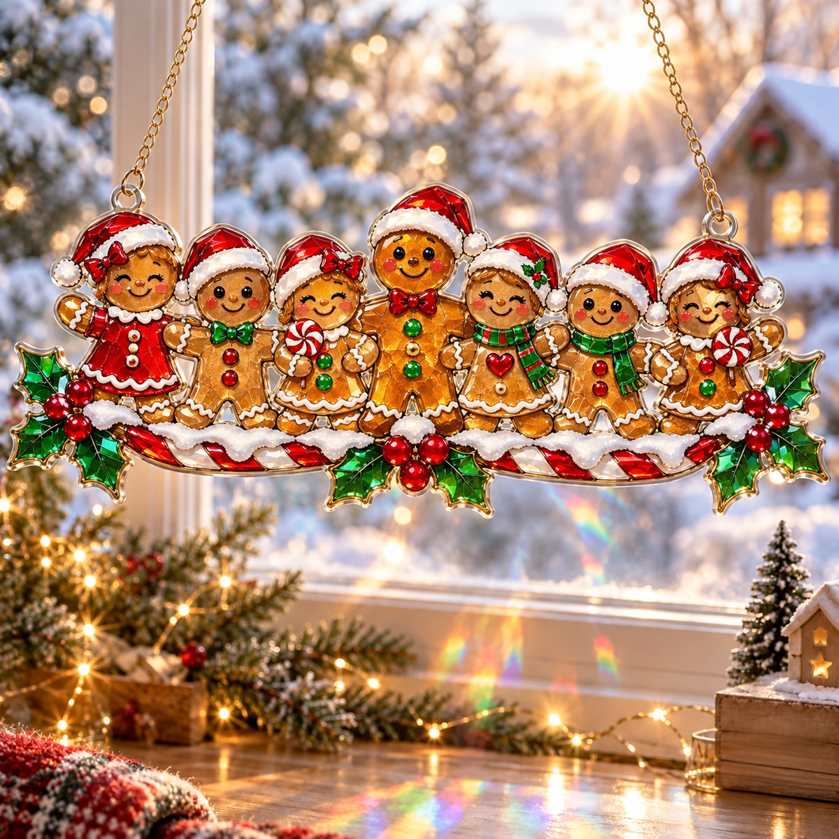 🎄✨ Whimsical Winter Suncatchers – 10 Shatterproof Stained-Glass Style Window Hangings! 🌟🏠