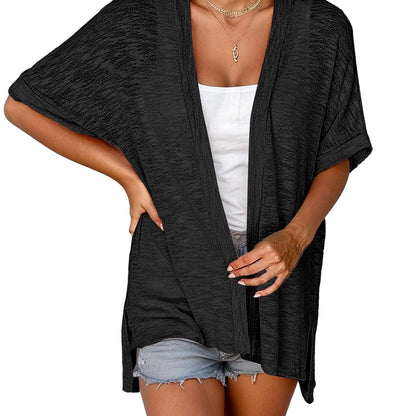 🔥Women's Lightweight Short Sleeve Knit Cardigan, Summer Beach Open Front Cover Up