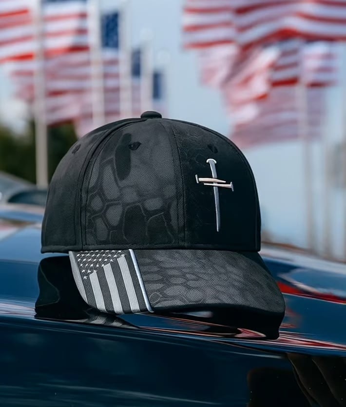 🔥Jesus 3-Nail Cross & Crown of Thorns Christian Printing Adjustable Hat ✝️