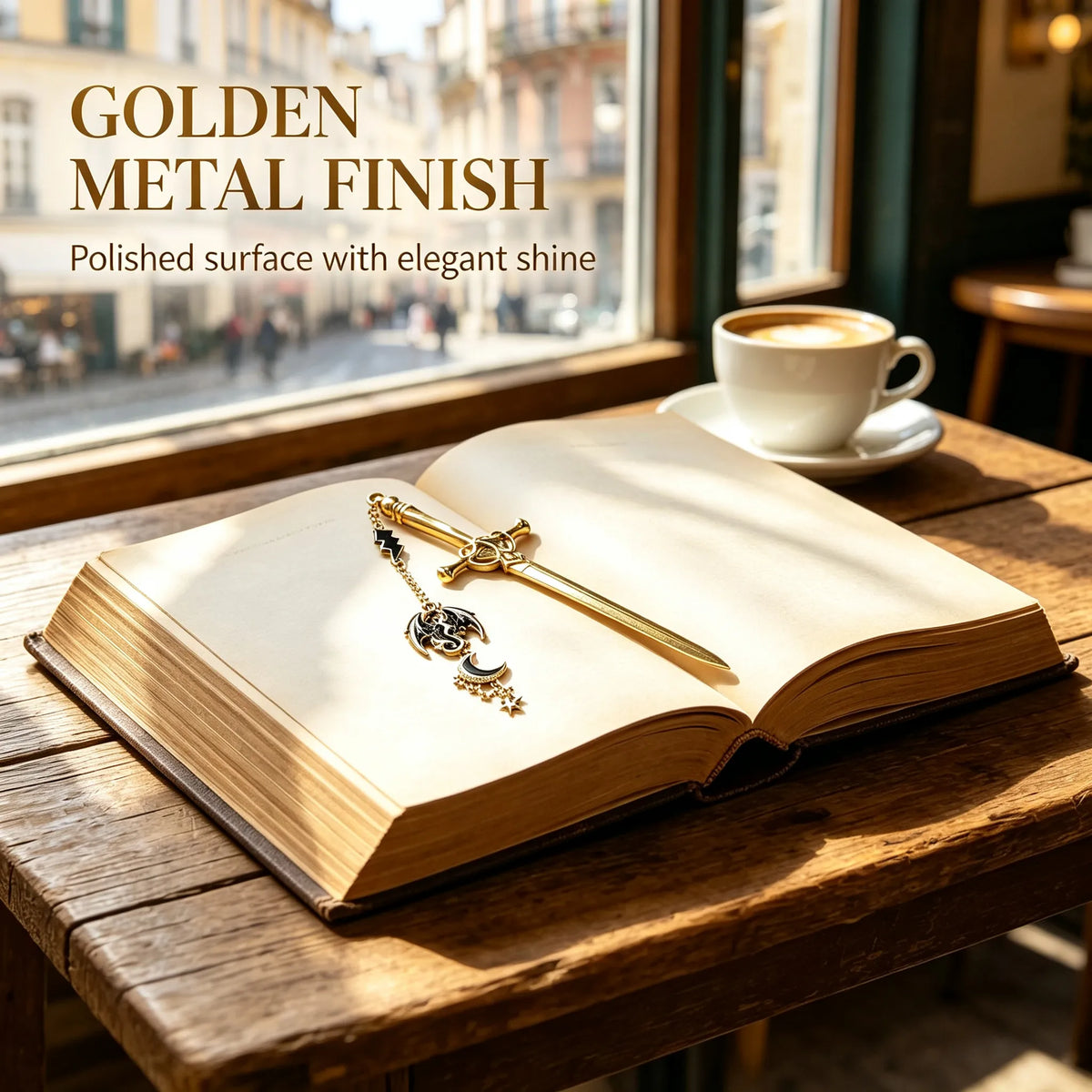 🔥Last Day Rock-Bottom OFF - ⚔️Fantasy Sword Metal Bookmark With Dragon & Moon Charms📚