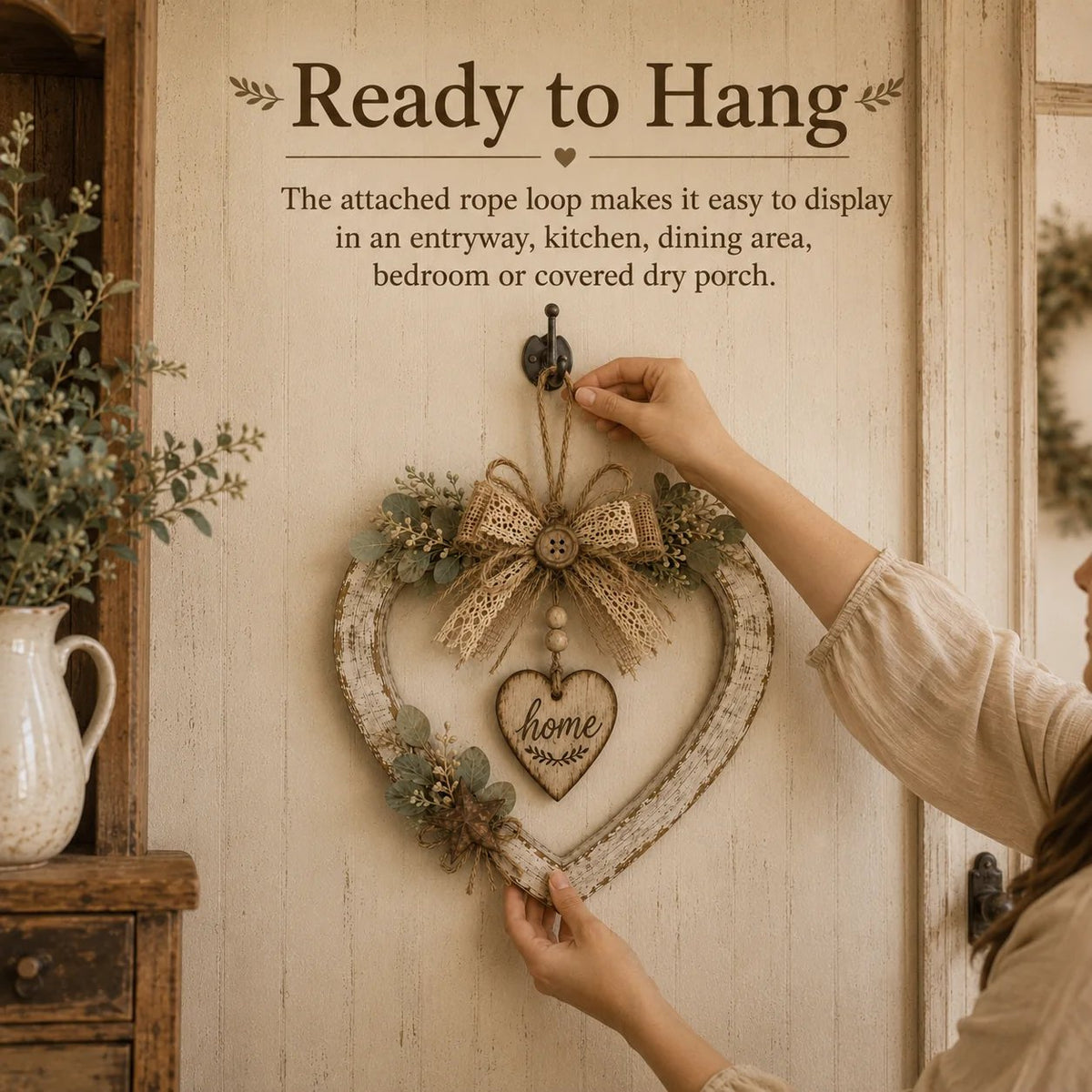 🤎🏡 Rustic Farmhouse Heart Wall Decor – Cozy “Home” Charm for Any Space ✨❤️