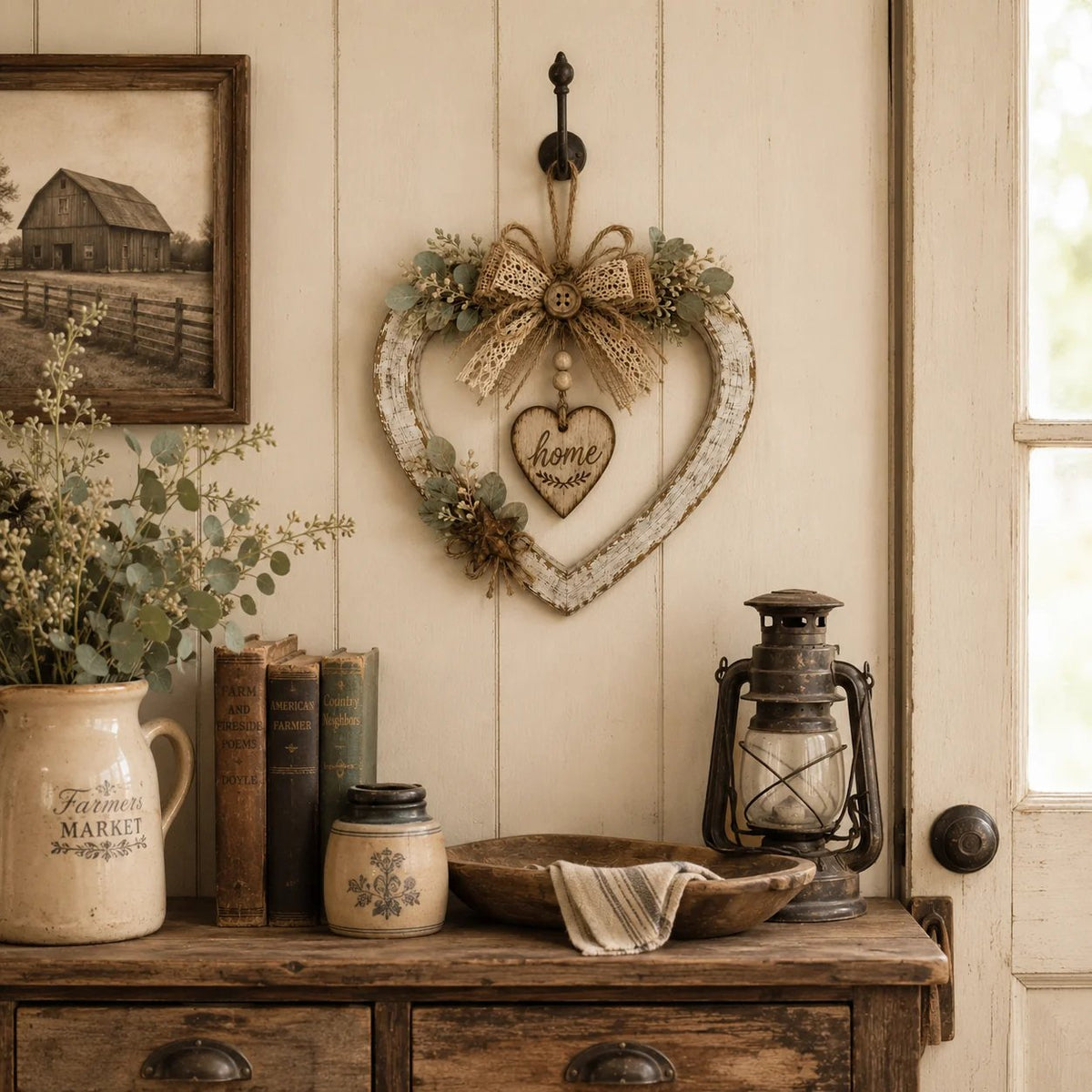 🤎🏡 Rustic Farmhouse Heart Wall Decor – Cozy “Home” Charm for Any Space ✨❤️