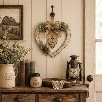 🤎🏡 Rustic Farmhouse Heart Wall Decor – Cozy “Home” Charm for Any Space ✨❤️