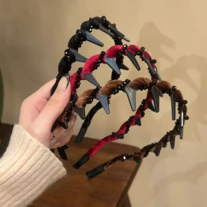 Retro High Skull Pearl Headband