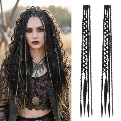 🌿🎨 Boho Beaded Clip-In Braids – Effortless Festival & Everyday Hair Transformation(✨2Pcs)