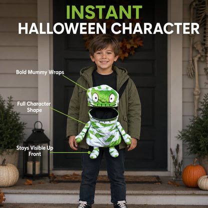 🧟🍬Hands-Free Musical Animated Mummy Children's Halloween Trick or Treat Bag with Wide-Open Mouth