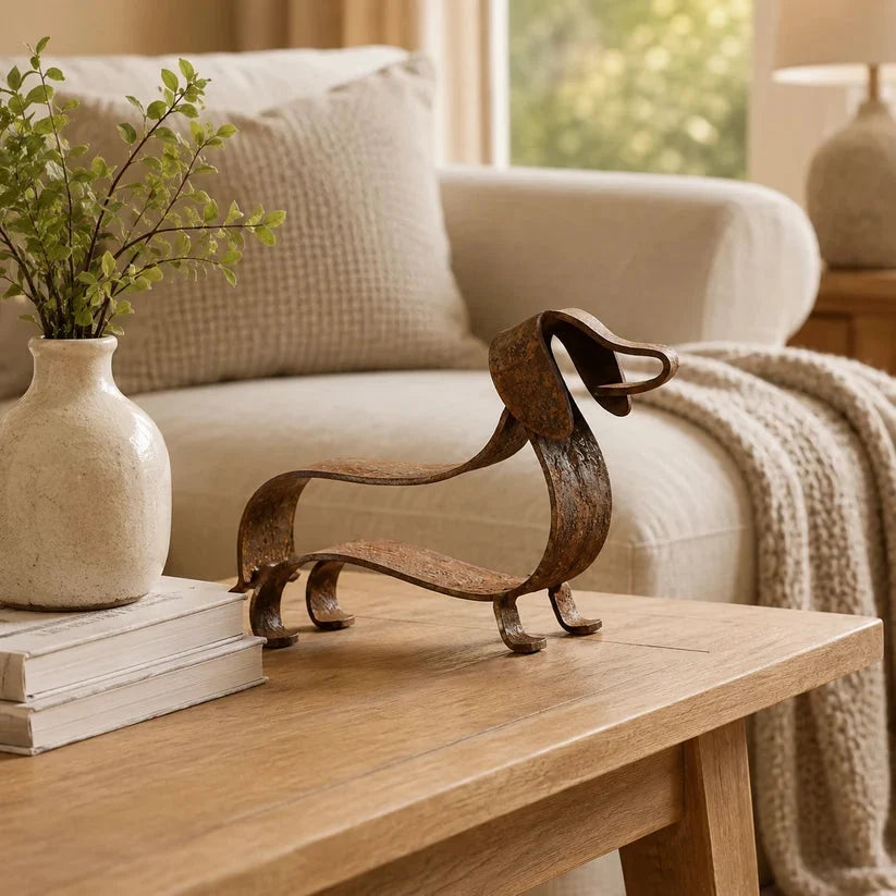 🐾✨ Rustic Dachshund Metal Sculpture – Charming Farmhouse & Garden Decor 🏡🐶