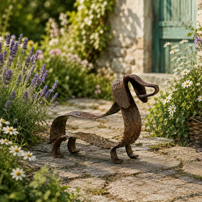🐾✨ Rustic Dachshund Metal Sculpture – Charming Farmhouse & Garden Decor 🏡🐶