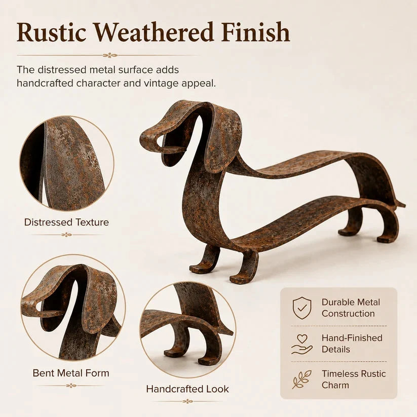 🐾✨ Rustic Dachshund Metal Sculpture – Charming Farmhouse & Garden Decor 🏡🐶
