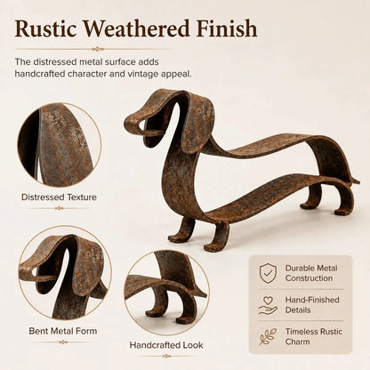 🐾✨ Rustic Dachshund Metal Sculpture – Charming Farmhouse & Garden Decor 🏡🐶