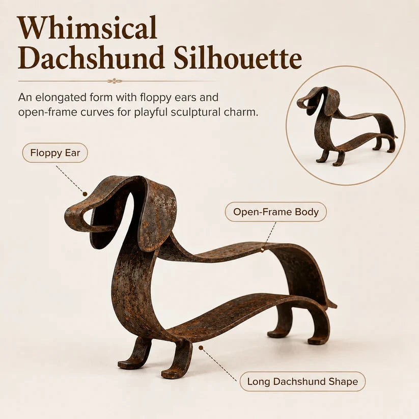 🐾✨ Rustic Dachshund Metal Sculpture – Charming Farmhouse & Garden Decor 🏡🐶