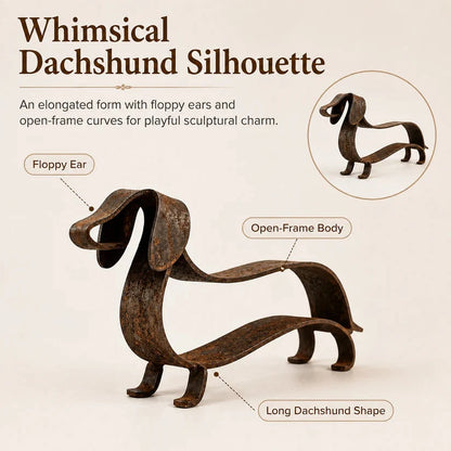 🐾✨ Rustic Dachshund Metal Sculpture – Charming Farmhouse & Garden Decor 🏡🐶