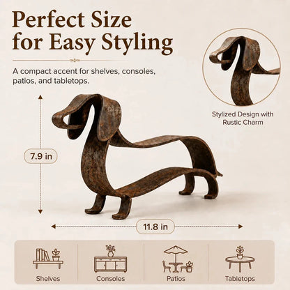 🐾✨ Rustic Dachshund Metal Sculpture – Charming Farmhouse & Garden Decor 🏡🐶