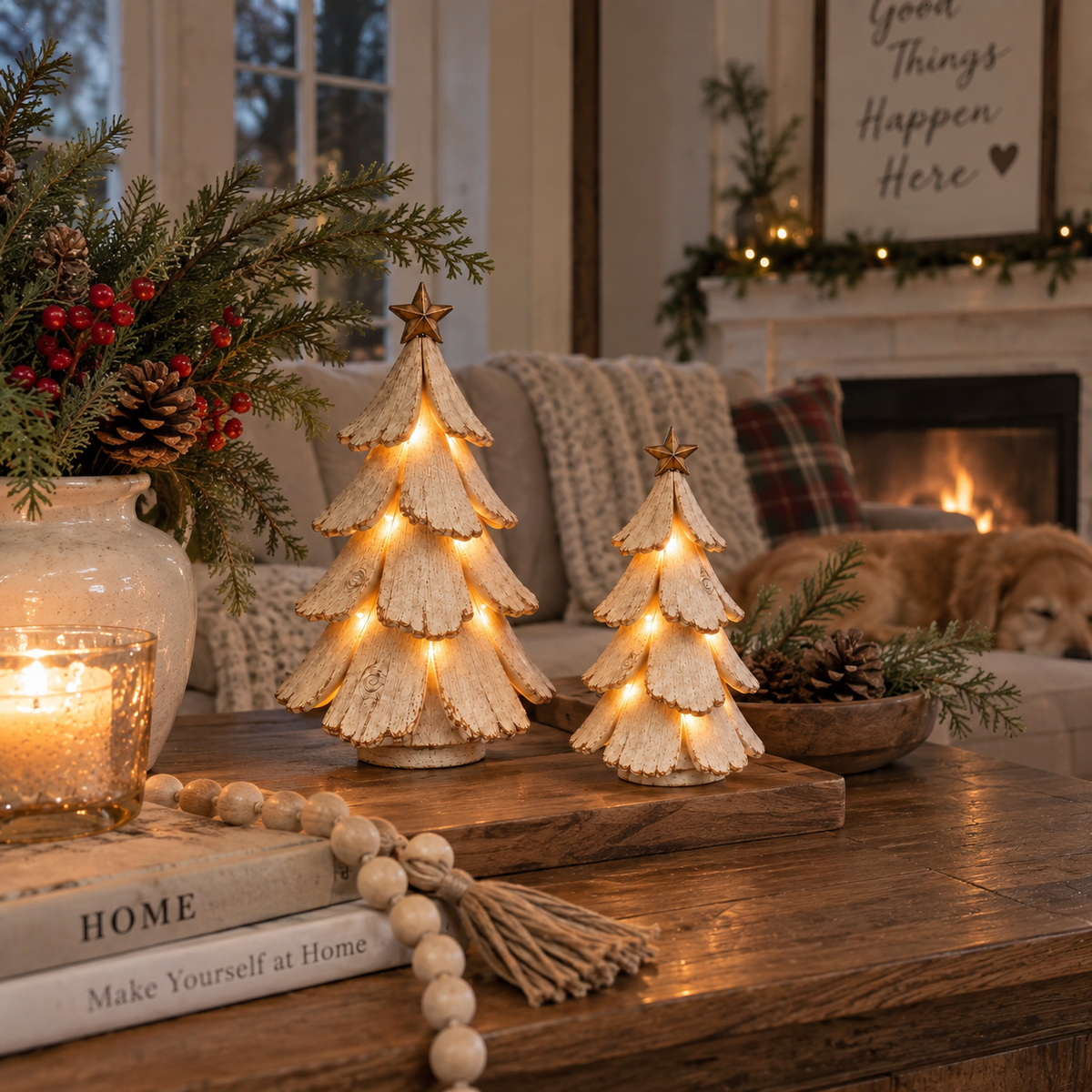 🎄✨ Vintage Lighted Christmas Tree Figurine – Warm Retro Glow for Cozy Holiday Décor! ❤️🏡🎁