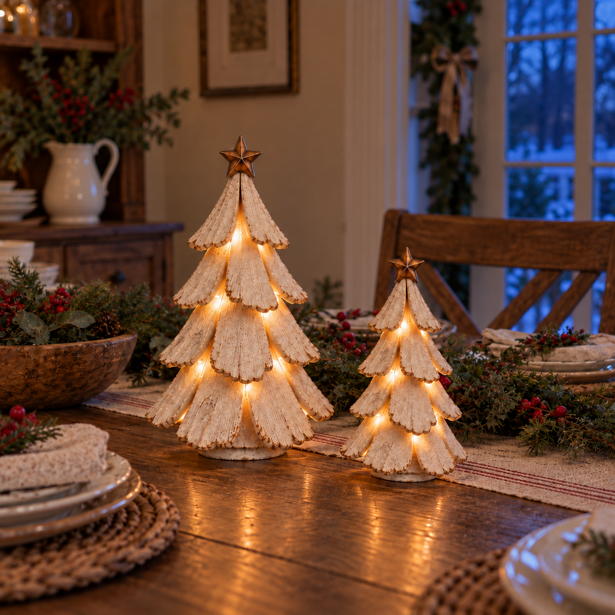 🎄✨ Vintage Lighted Christmas Tree Figurine – Warm Retro Glow for Cozy Holiday Décor! ❤️🏡🎁