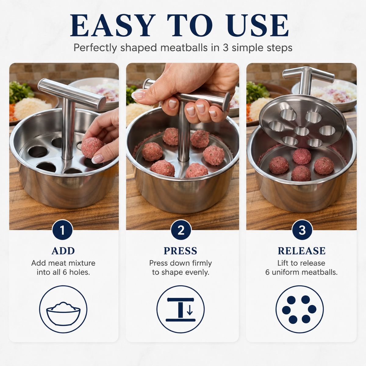 🥩✨ Stainless Steel Meatball Shaper – Quick, Even & Perfect Every Time! 🍖👌