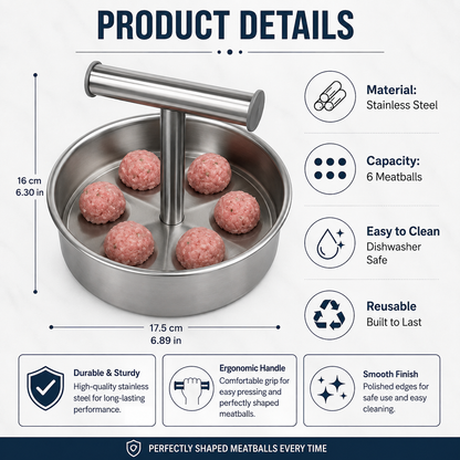 🥩✨ Stainless Steel Meatball Shaper – Quick, Even & Perfect Every Time! 🍖👌