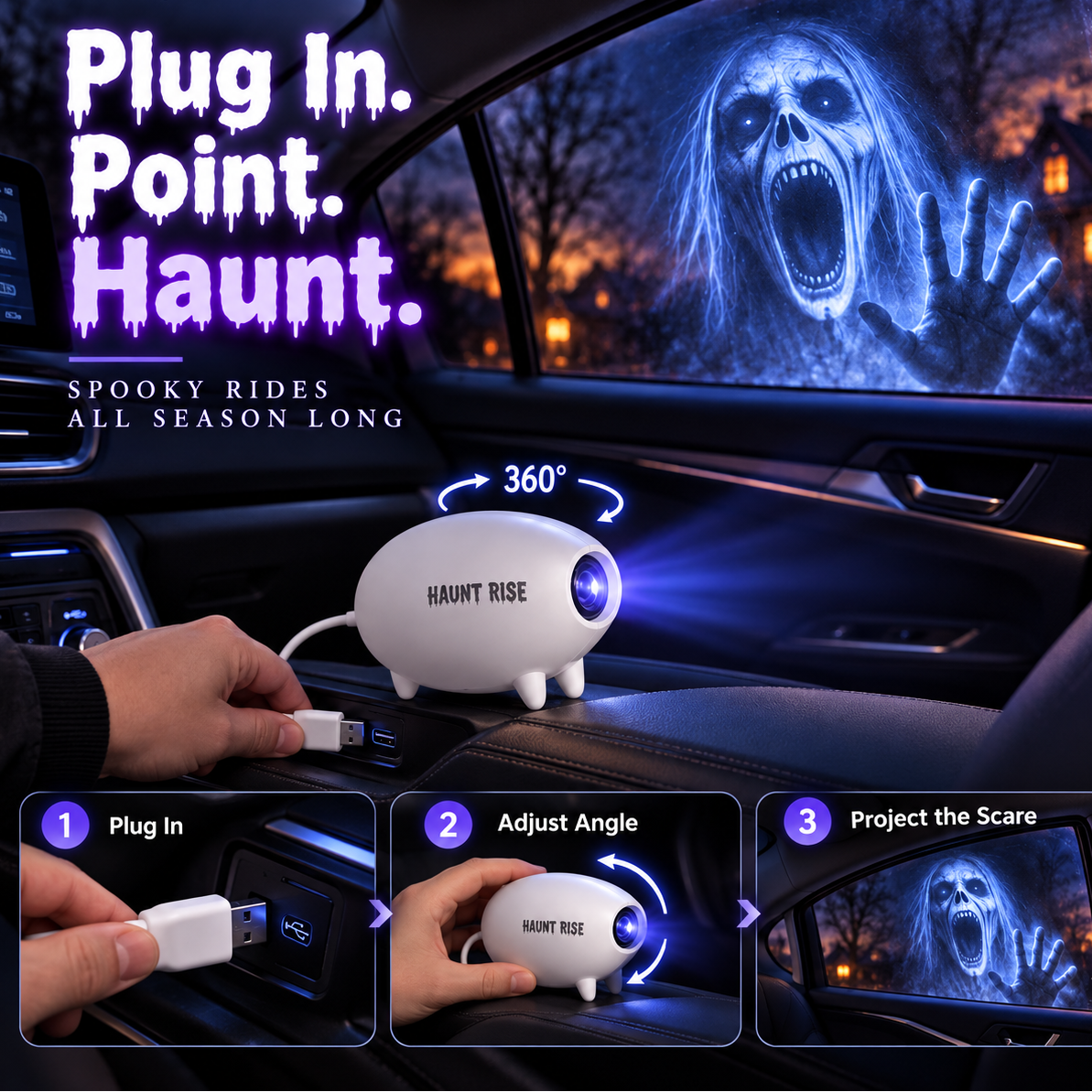 🎃 Halloween Window Projector 👻 16 Spooky Films USB Powered Holiday Decor