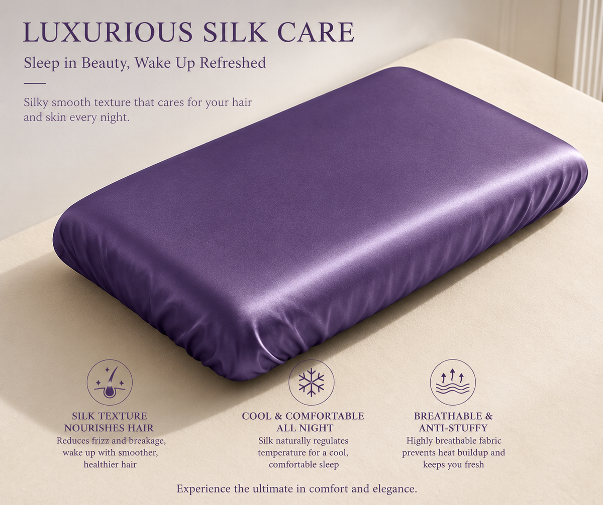 Cooling Silk Pillowcase Set-Sleep Cooler. Wake Up Beautiful.