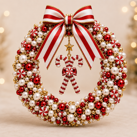 🎄 DIY Christmas Pearl Wreath Kit — A Mini Wreath You Build Bead by Bead
