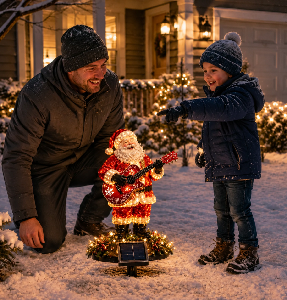 🔥50% Off Last Day✨🎅 Light-Up Guitar Santa Christmas Yard Decoration🎸 – Festive Outdoor Holiday Display 🎄✨