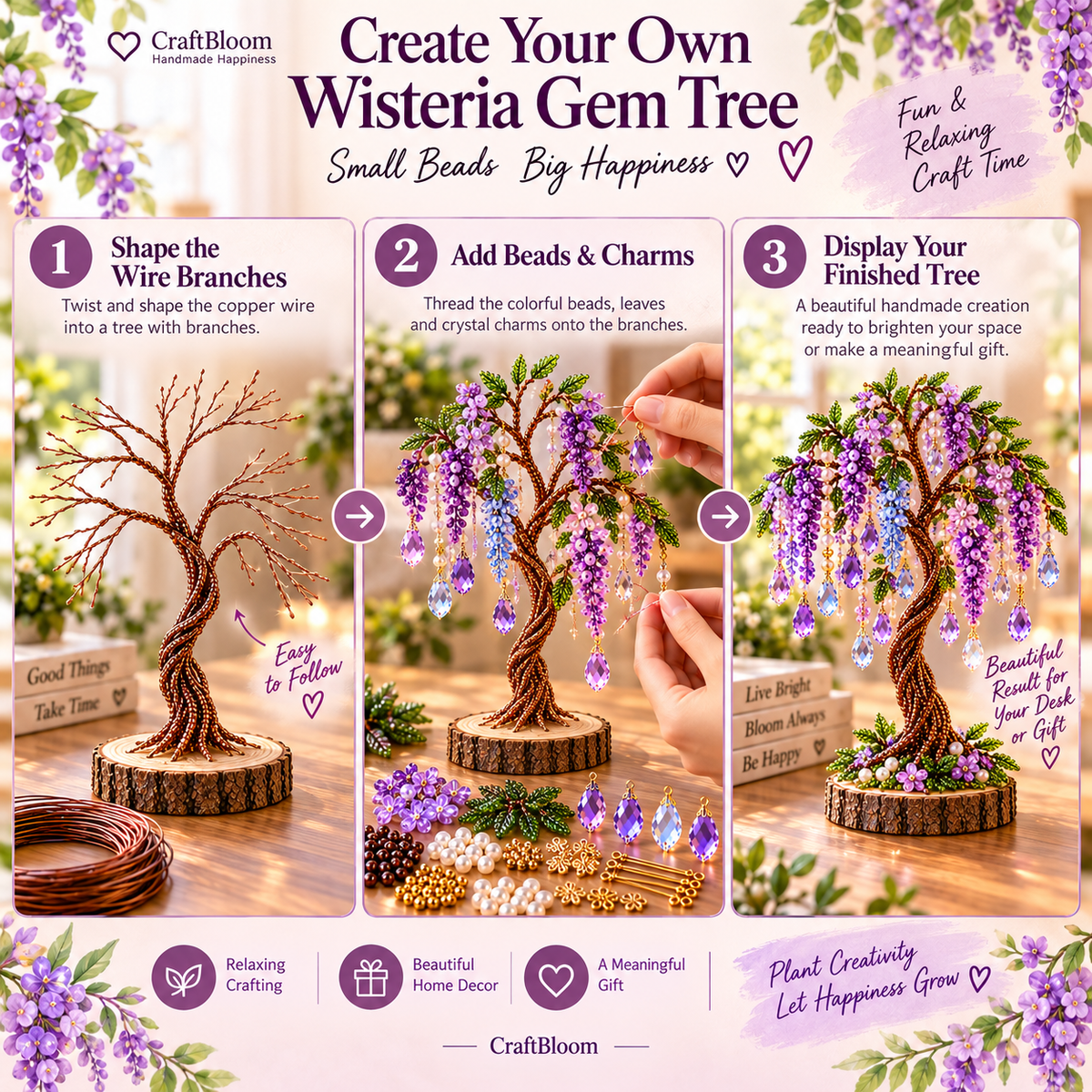 🌳✨ DIY Beaded Tree Craft Kit – Create Your Own Sparkling Decorative Tree